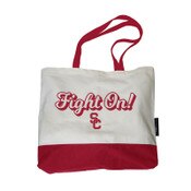 USC Trojans Cardinal and White Fight On! SC Interlock Canvas Tote